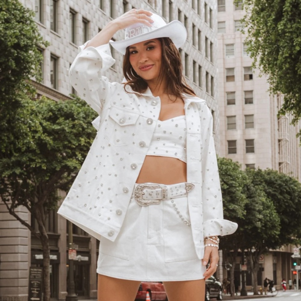 Show Me Your MuMu White Studded Jacket